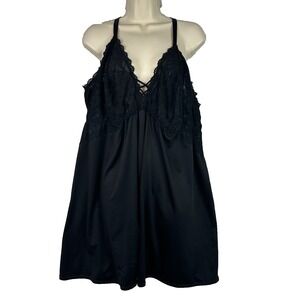 Torrid Black Lace‎ Slip Dress Size 5 Plunge V Neck Criss Cross Back Chemise